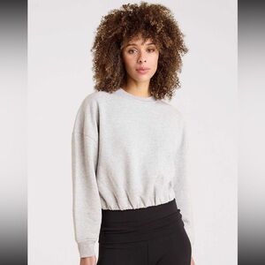 Nuuds Vintage Fleece Heather Grey Cinch Waist Sweatshirt